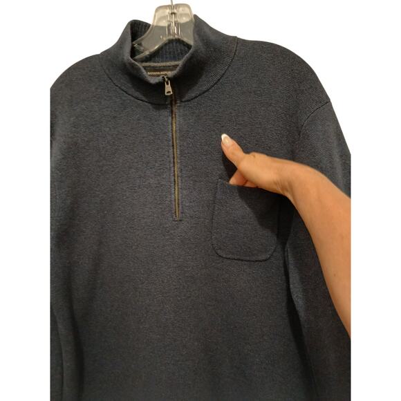 Banana Republic 1/4 Zip Thick Sweater Pullover Men Sz XL Navy Blue Preppy Office - Picture 2 of 10